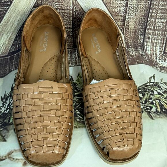 Sunsteps Venetian womens Tan Hand Woven Leather Huarache Sandals 8 Brown classic - Picture 7 of 16